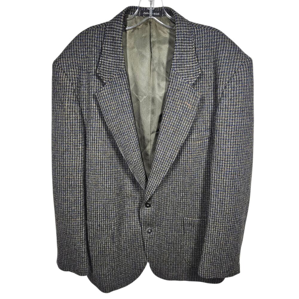 Vintage Woolrich Men's Wool Blend Blazer Sport Coat Gray Houndstooth Size L